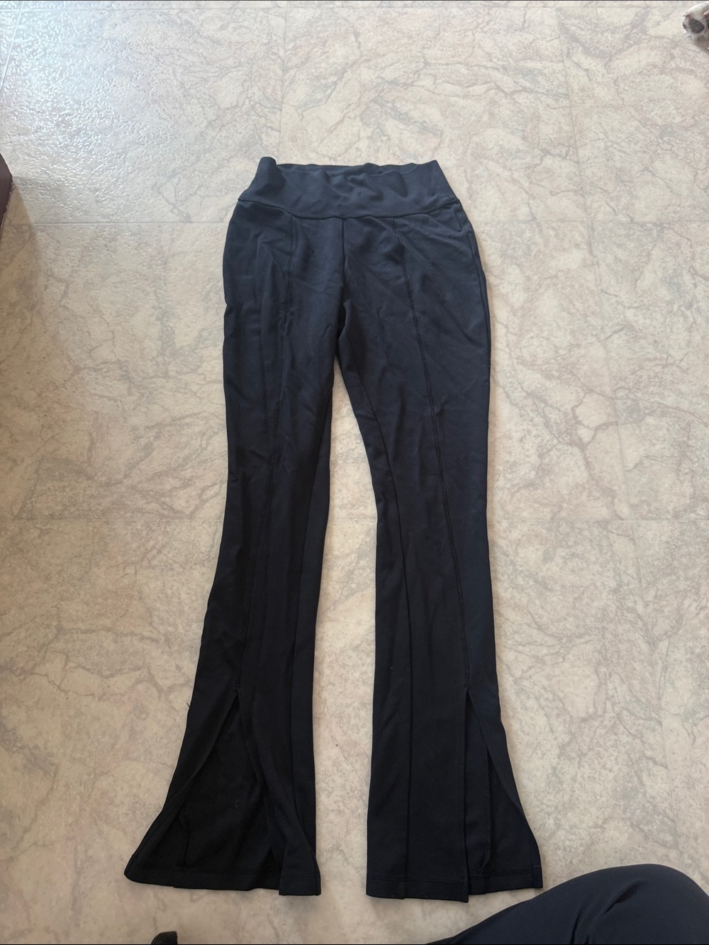 Black Flared Active Pants with High Waist
